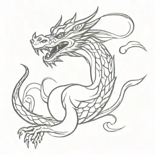 simple vietnamese dragon with ha giang loop at the end tattoo design idea