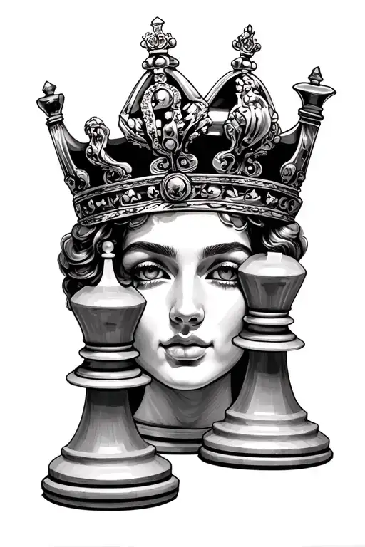 queen checkmate chess tattoo design idea