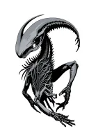 xenomorph dynamic pose tattoo design idea