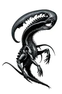 xenomorph dynamic pose tattoo design idea