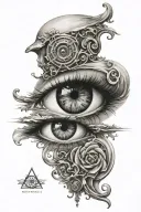 I want you to give me a tattoo with my mother's eye, I also want you to represent destiny and how everything can change. tattoo design idea