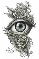 I want you to give me a tattoo with my mother's eye, I also want you to represent destiny and how everything can change. tattoo design idea