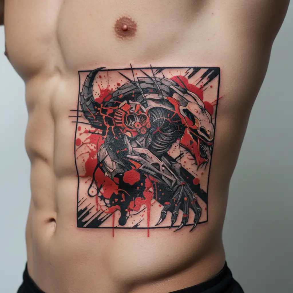 predator fighting alien tattoo design idea