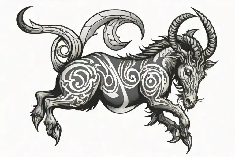 Capricorn symbol integrated tattoo design idea