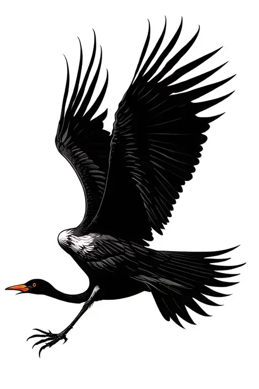 crane bird flying tattoo design idea