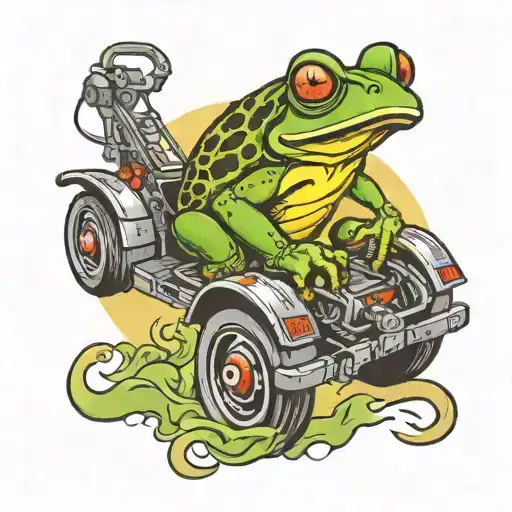 tow truck frog tattoo design idea