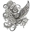  "Create a visually striking tattoo design for the right upper shoulder that flows seamlessly onto the upper chest and b tattoo design idea