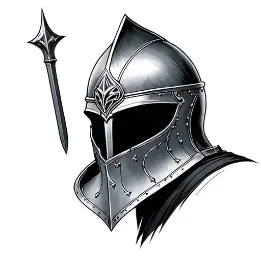 templar knight helmet tattoo design idea