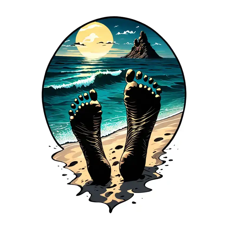 Footprints In The Sand tattoo design idea