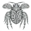 tribal bettle bug with the letters "DJ" being used to ceate the body tattoo design idea
