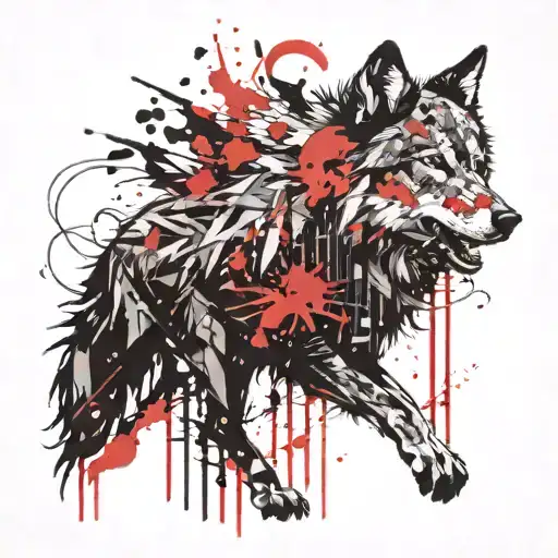 Wolf silhouette blending tattoo design idea
