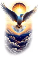 Dove flying to heaven tattoo design idea