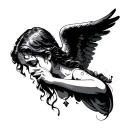 angel crying tattoo design idea