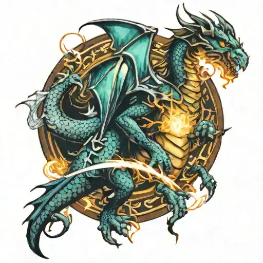 Dragonslayer Aura emitting tattoo design idea