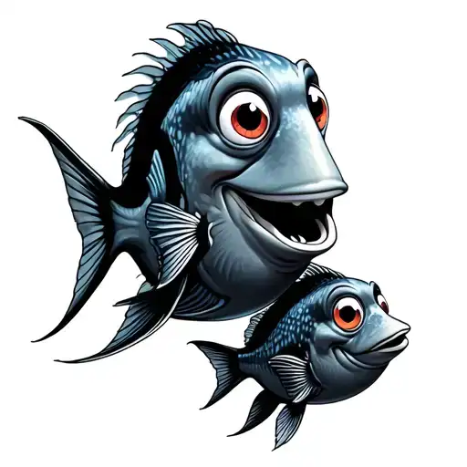 Dory friendly and a baby fish tattoo design idea
