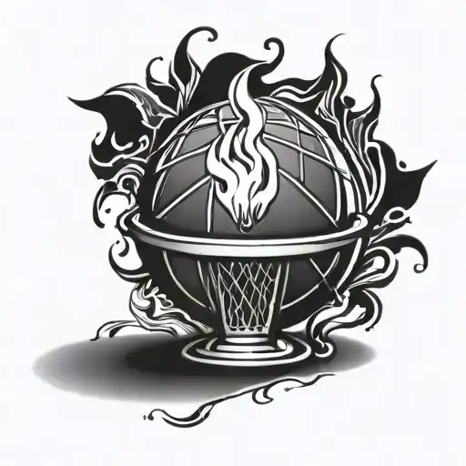 A candle with a basketball flame, symbolizing the light that basketball brings into your life tattoo design idea