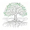 a tree of life which roots create the word PACE in a camouflaged way tattoo design idea