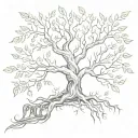 a tree of life which roots create the word PACE in a camouflaged way tattoo design idea