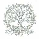 a tree of life which roots create the word PACE in a camouflaged way tattoo design idea