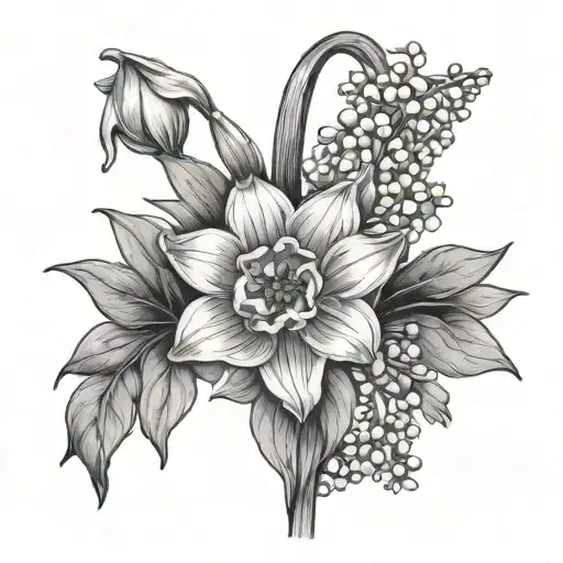 Family, Bricker, Hawthorn, Lily of the Valley, Jonquil, Daffodil tattoo design idea