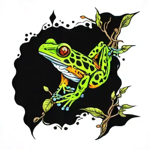 dart frog And climbing theme with colors and nature tattoo design idea