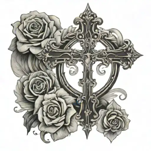 cool cross with the name Juan in the middle of it tattoo design idea