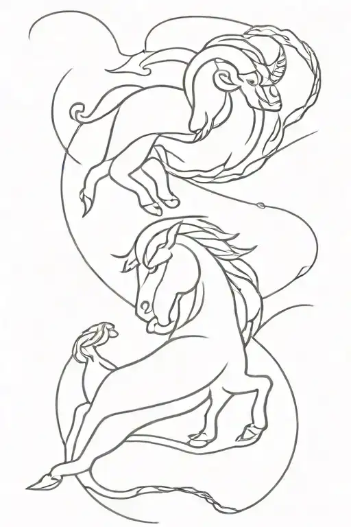 leo and capricorn  tattoo design idea