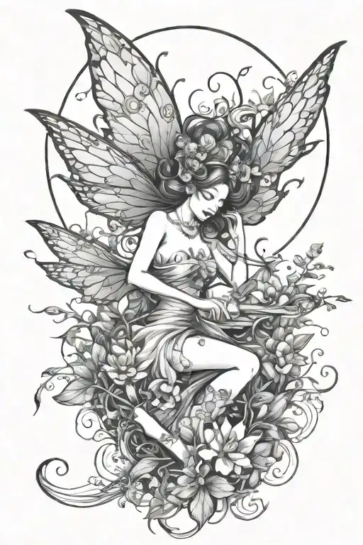 fairy music nature love sex tattoo design idea
