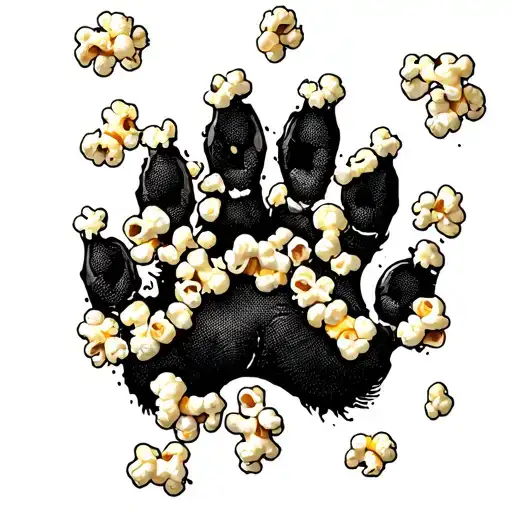 a dog's paw made of popcorn tattoo design idea