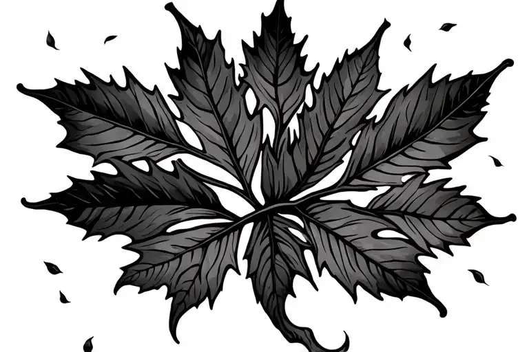 leaves falling tattoo design idea