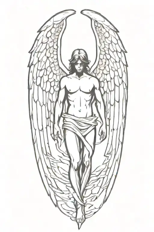 Angel with one angelic wing and one demonic wing tattoo design idea