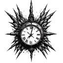 bocket clock melting needles tattoo design idea