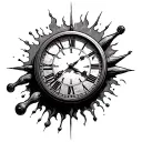 bocket clock melting needles tattoo design idea