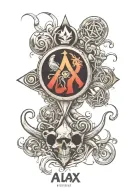 father and Son symbols with Ajax logo incorporated tattoo design idea