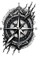 trishil and compass East ,West, North ,south tattoo design idea