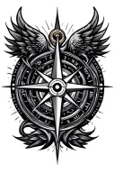 trishil and compass East ,West, North ,south tattoo design idea