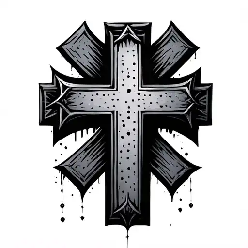cross shape made out of braille tattoo design idea