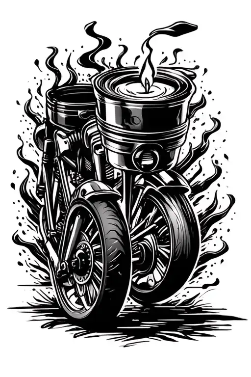 motorcycle ignition candle, piston tattoo design idea