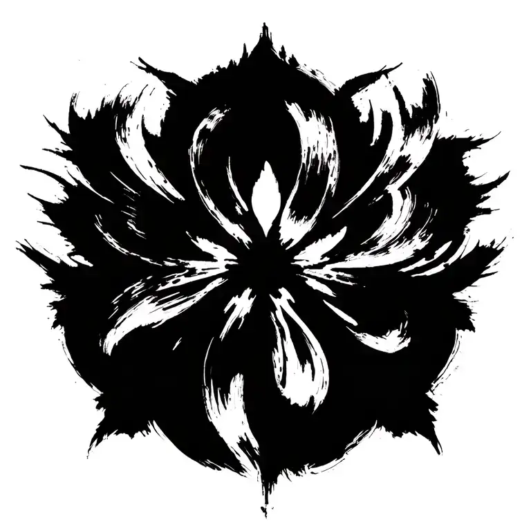 High contrast brush-like strokes dark aesthetic surrealist gothic blackwork otherworldly ornamental abstract sigilism tattoo design idea