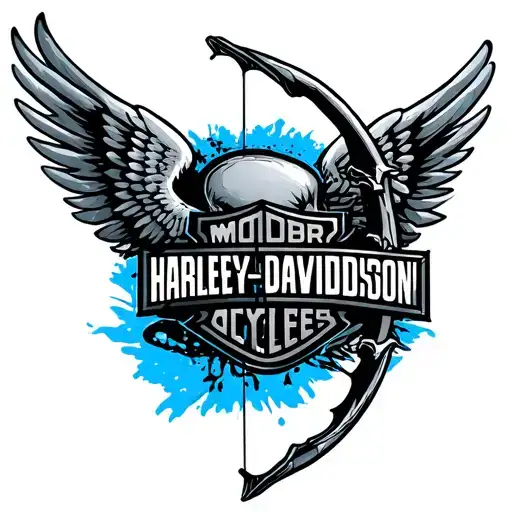 harley davidson archery blue wings  tattoo design idea