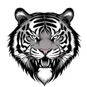 Philippine triabal patterns with a scary tiger that has white eyes. tattoo design idea