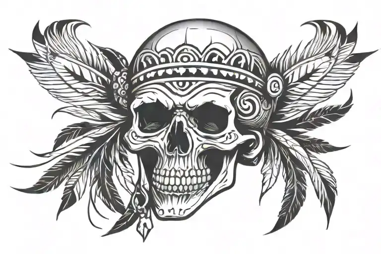 native american skull tattoo design idea