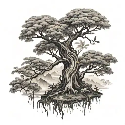 haunted tree Hawaiian islands Filipino  tattoo design idea