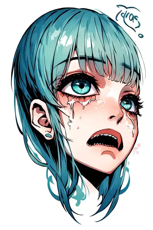 a mid face with a crying eye  tattoo design idea