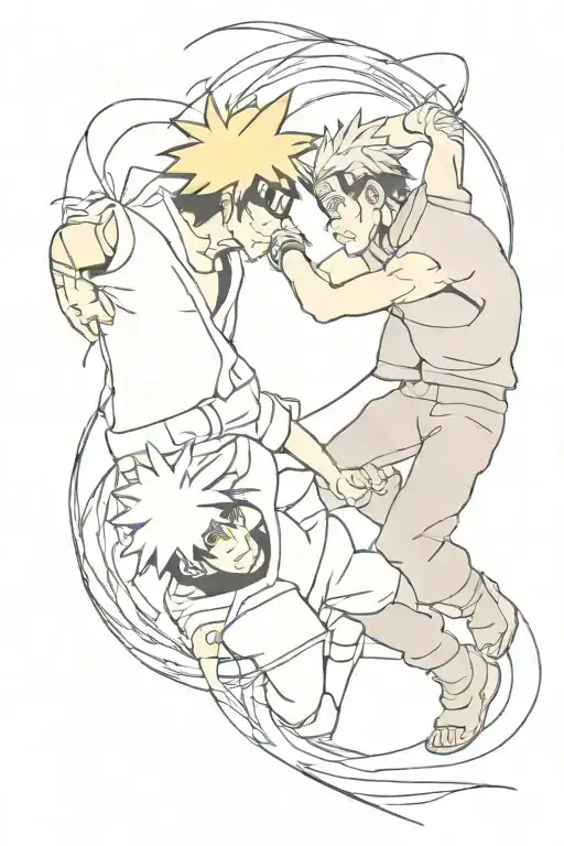 Naruto Uzumaki and Sasuke Uchiha fight, Kakashi Hatake tattoo design idea