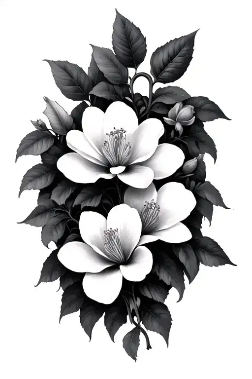 magnolias and creeping vines hanging tattoo design idea