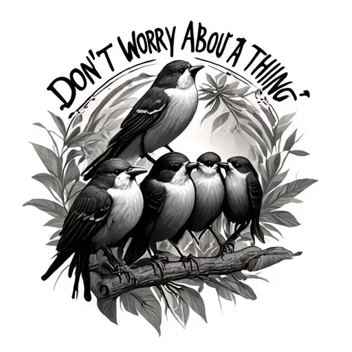 "Don't worry about a thing " 3 little birds bob marley tattoo design idea