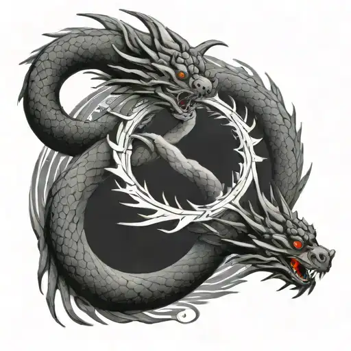 Ouroboros dragon circle with a surprise twist tattoo design idea