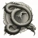 Ouroboros dragon circle with a surprise twist tattoo design idea