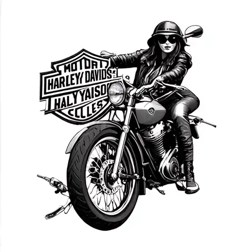 harley davidson motorcycle logo combined with mrs. clark tattoo design idea